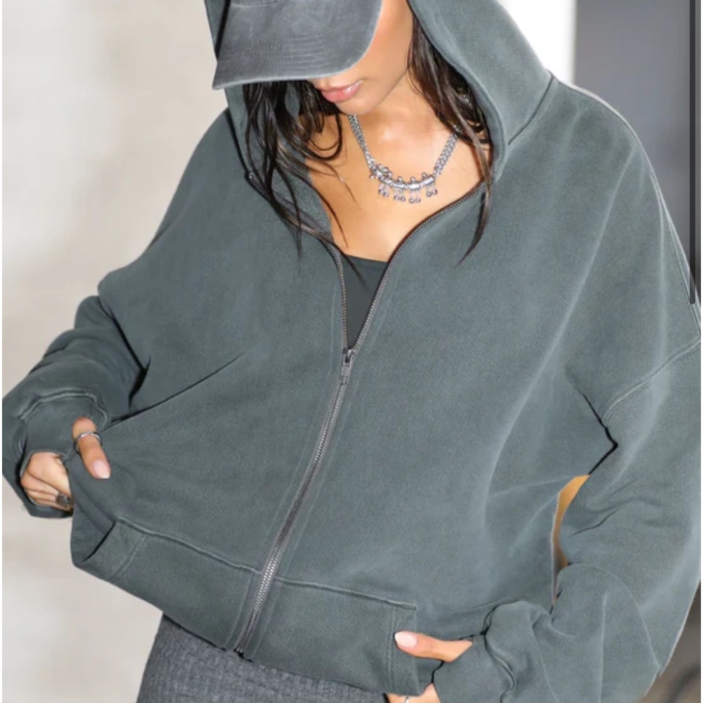 Joah brown oversized zip hoodie one size